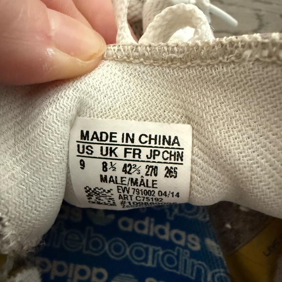 White Adidas Stan Smith Sneakers w/ Blue Heel Tabs Size Mens 9 - Picture 7 of 7